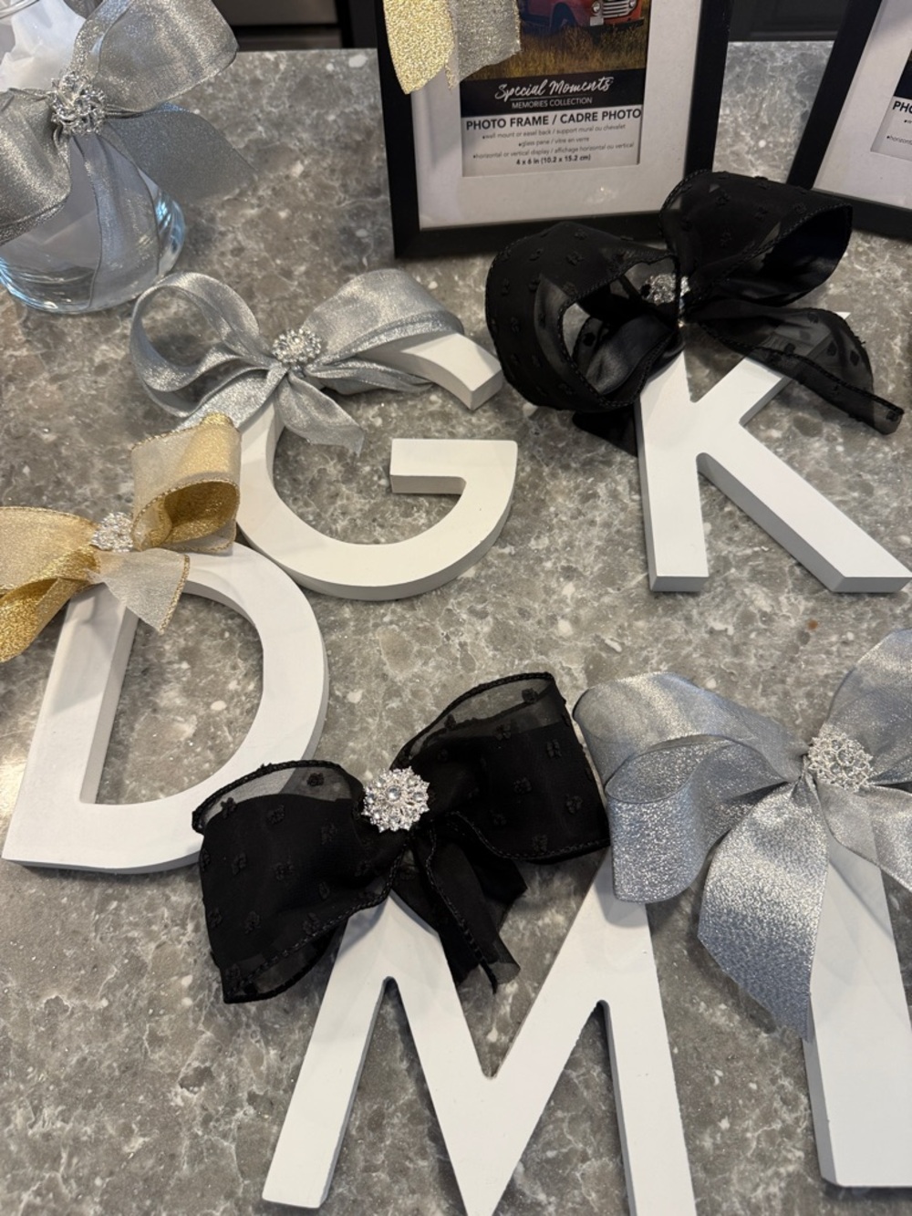 Handmade Letter Decor With Rhinestone Bow